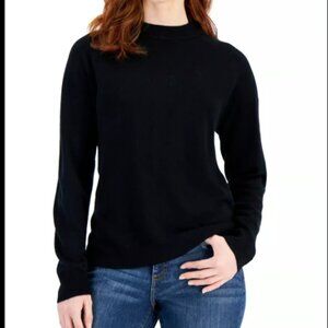 Karen Scott Womens Size L Mock Neck Zip-Back Sweater in Luxsoft Black $40